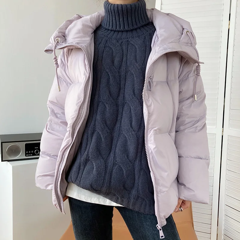 2021 Women Winter Coat Long Sleeve Stand Collar Women Pure Color Warm White Duck Down Thick Jacket Coat Casaco Feminino puffy coats