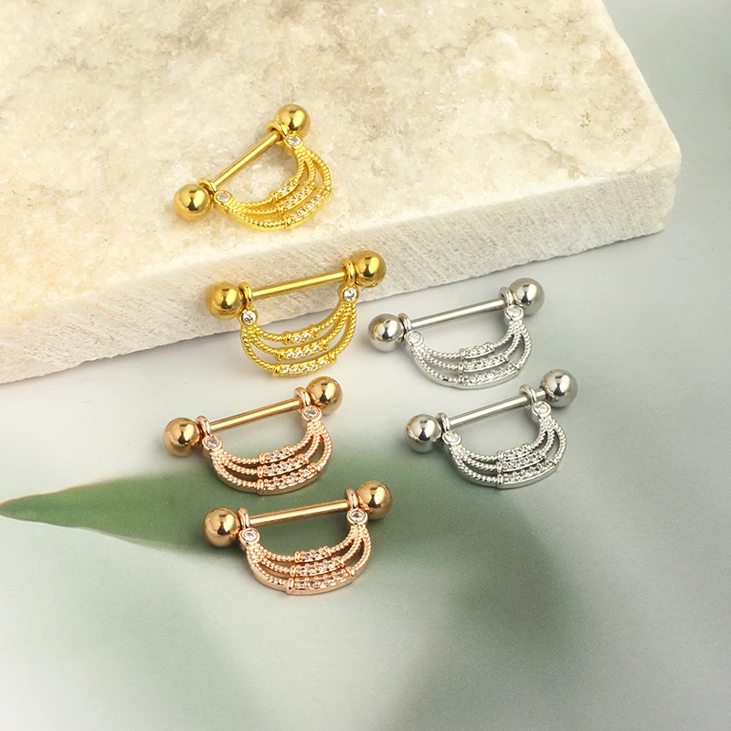 14G Nipple Rings for Women Surgical Stainless Steel Heart-Shape Nipple Piercing Jewelry Straight Barbell Nipple Rings Piercing J