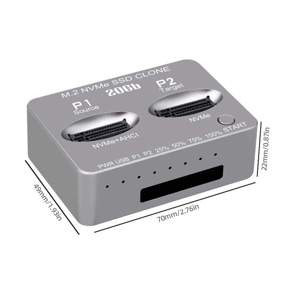 듀얼 베이 외장 하드 디스크 박스 도킹 스테이션, M2 SSD M 키 SSD용 솔리드 디스크 케이스, PH8586U, M.2 NVME SSD 클론, USB3.2 C 타입