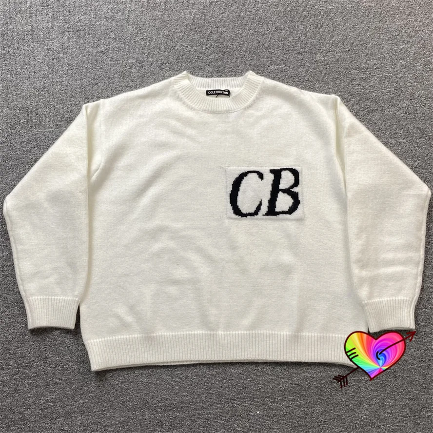 

Cole Buxton KNIT SWEATER Men Women Autumn Winter Cole Buxton CB Logo Sweater Slightly Oversized Crewneck Pullovers