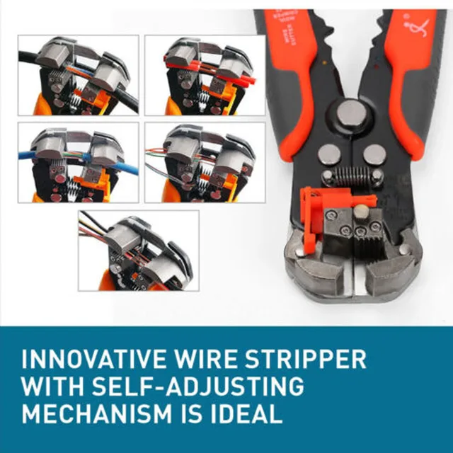 5 IN 1 Automatic Wire Stripper Cutter Crimper Tools Professional Electrician Wire Tool Electrical Cable Terminal Tool Orange 5