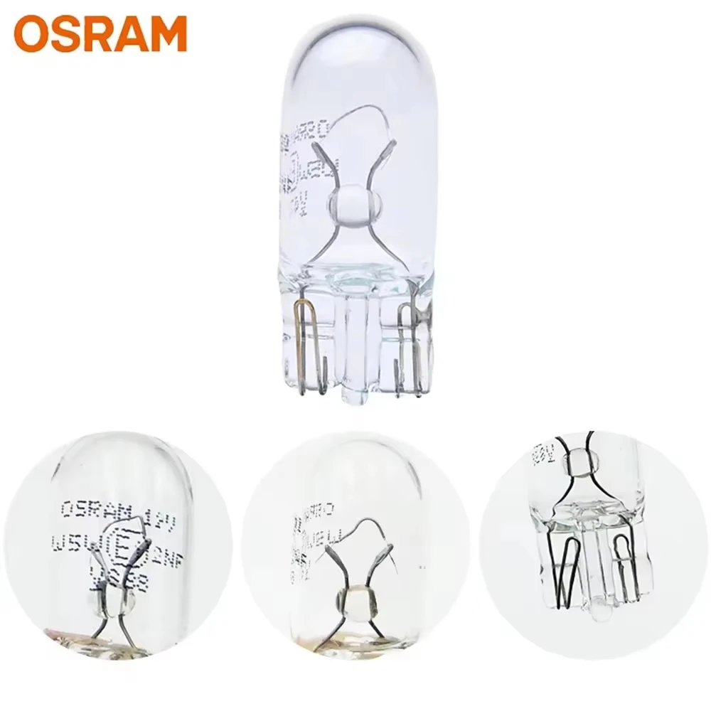 10PCS OSRAM original T10 W5W car interior light standard turn signal lamp 12V 5W W2.1x9.5d 2825 yellow auto halogen bulb OEM