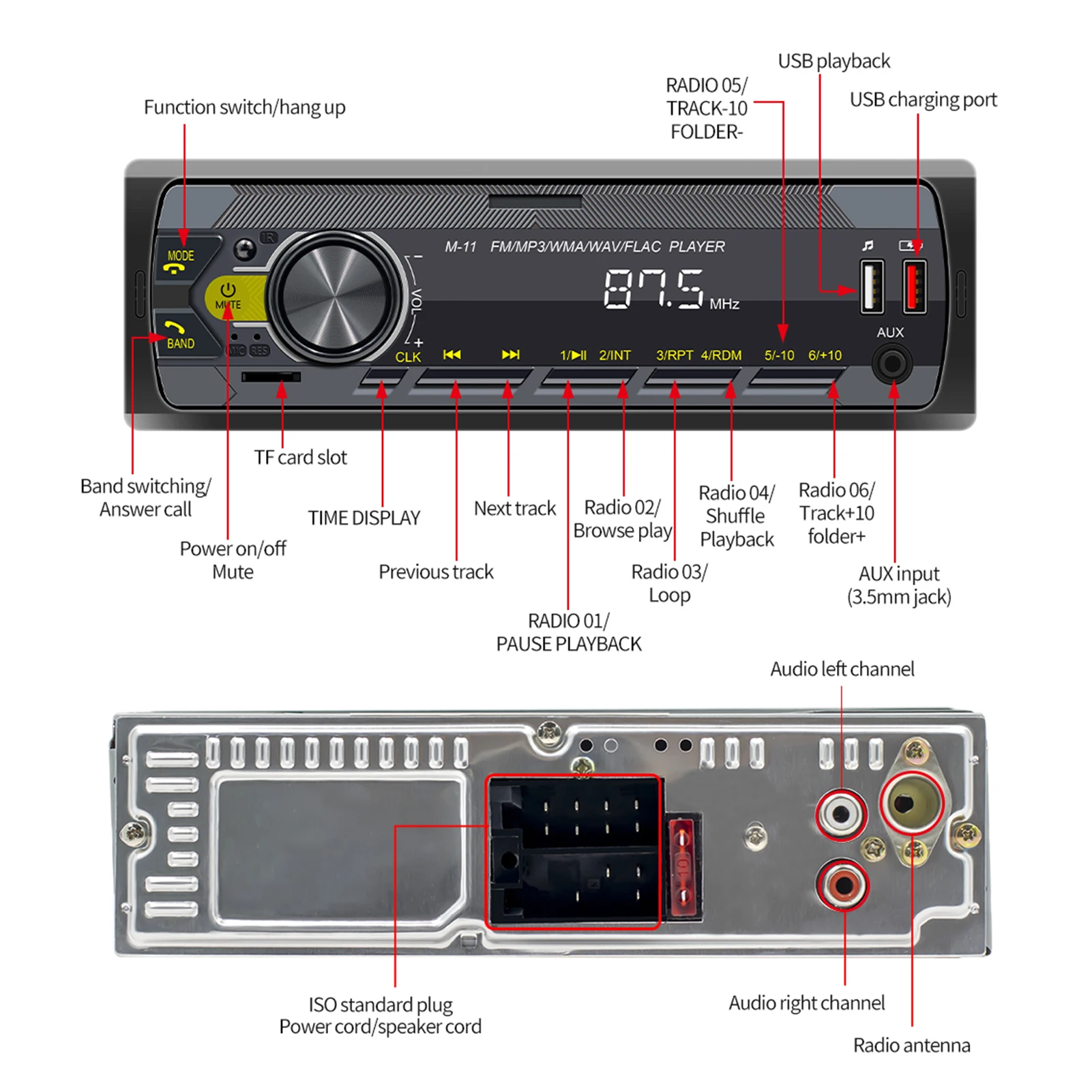 Car Radio Stereo 1DIN Blue-tooth MP3 Audio Player FM Aux Input Receiver USB  Car Stereo Radio FM Audio Receiver Music Player - AliExpress
