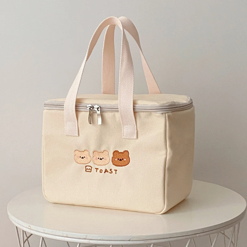 Lunch Bag Women Cute Insulated Canvas Cooler Aluminium Foil Thermal Food Box Family School Picnic Dinner Container