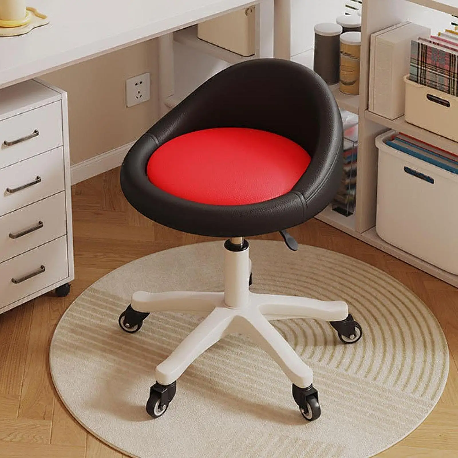 Bar Stool Adjustable with Wheels and Backrest Rolling Stool for Barber Bar Massage Drafting Work Task Salon Spa Swivel Chair