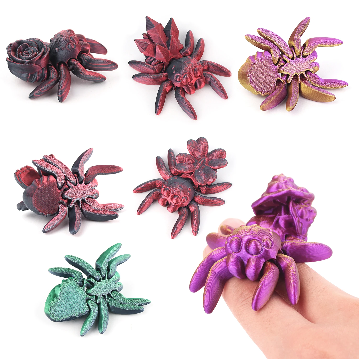 12pcs/14pcs, 3D printed multi pack, various styles of 3D printed spiders, large box toys, suitable for gift giving