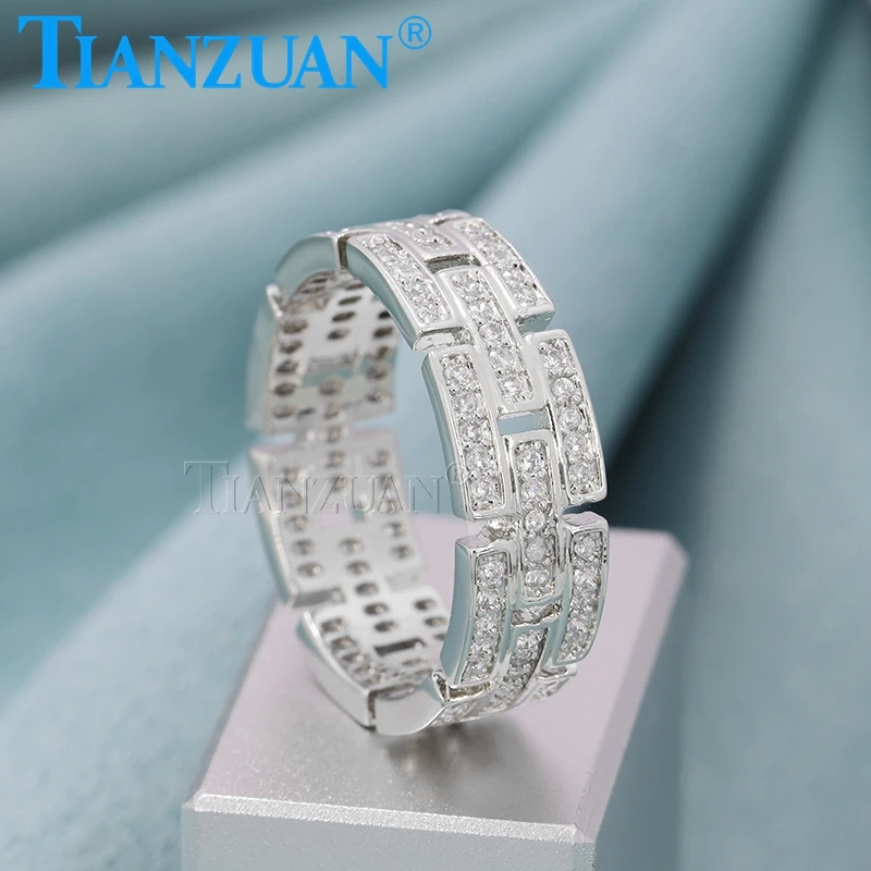 6.8mm Width D Color Moissanite Rings Sterling Silver Men Hip Hop Band Moissanite Men Ring With Certificate Jewelry Accessories