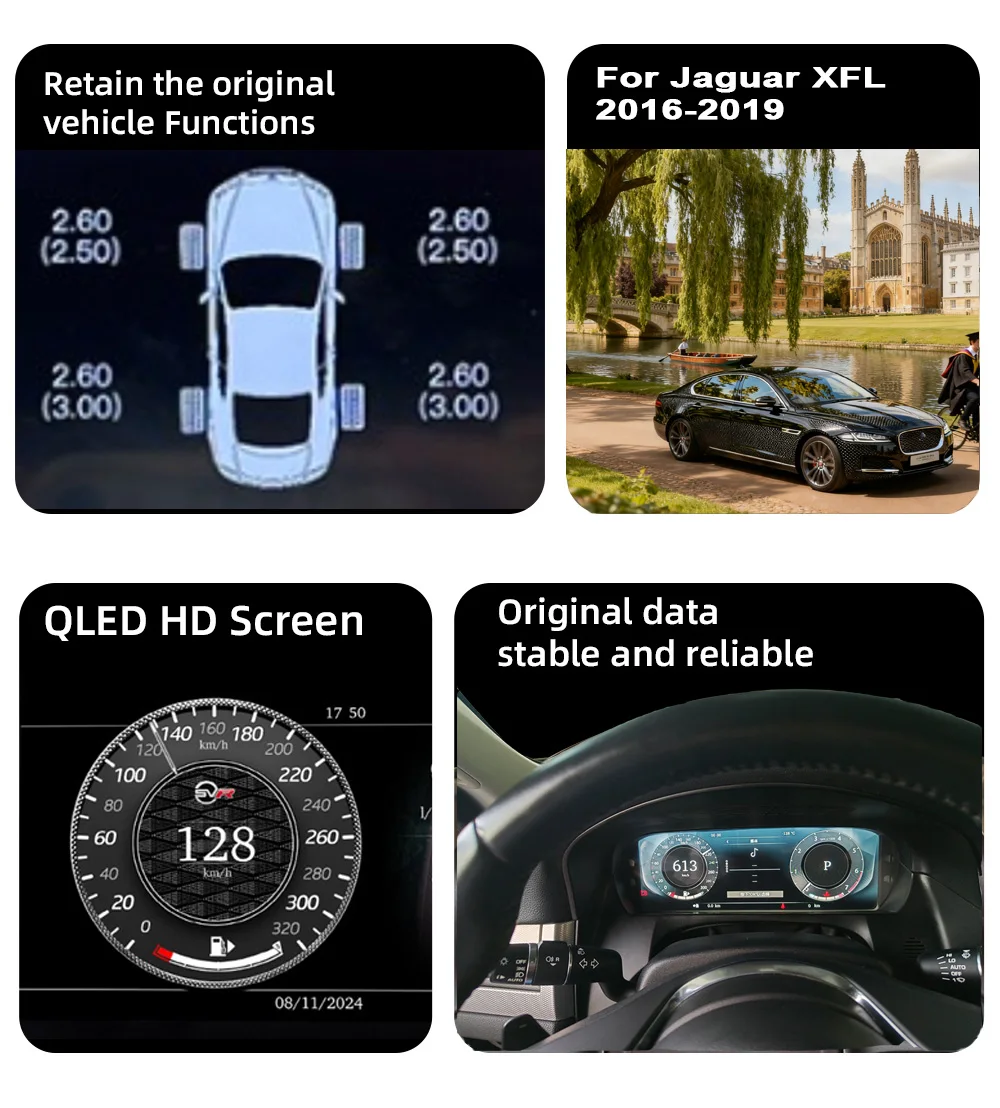 For Jaguar XFL 2016-2019 Carplay Car LCD Digital Instrument Cluster Speedometer,