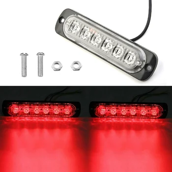 6LED Auto LED Luce da lavoro DC 12-24V 18W Rosso Auto Camion Sicurezza Urgente Sempre luminoso Lampada da lavoro Fendinebbia Accessori auto