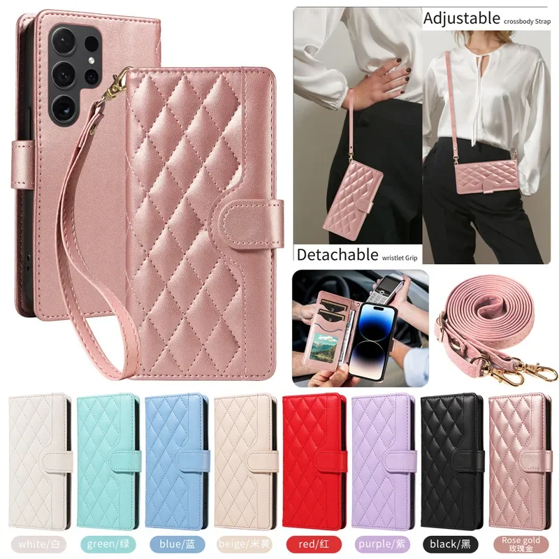 Leather Lanyard Wallet Crossbody Flip Phone Case