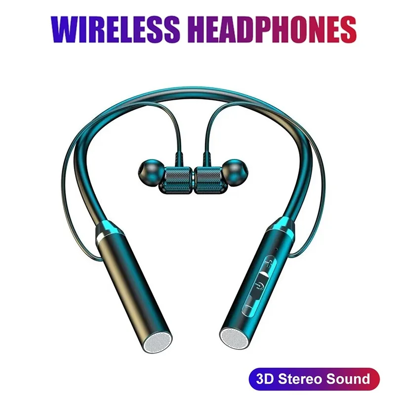 Fone de ouvido bluetooth sem fio, faixa magnética para pescoço, fone de ouvido esportivo, tws, com microfone, fones de ouvido estéreo para iphone, huawei
