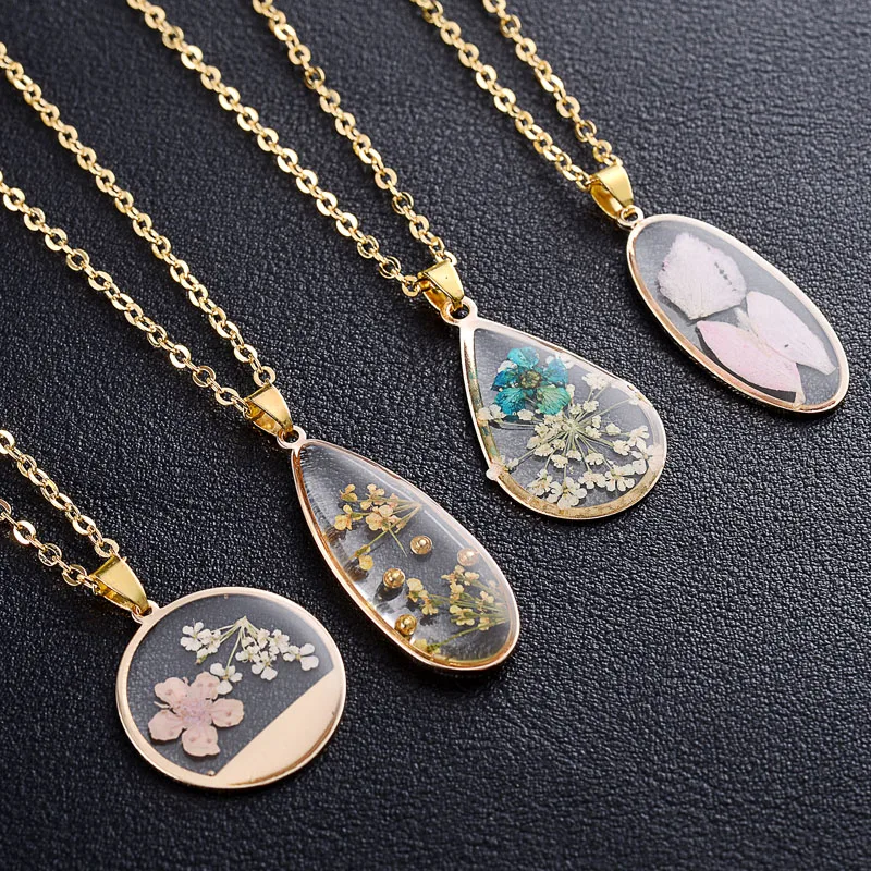 1Pcs Transparent Acrylic Preserved Fresh Hibiscus Flower Charms Eternal Dried Petal Specimens