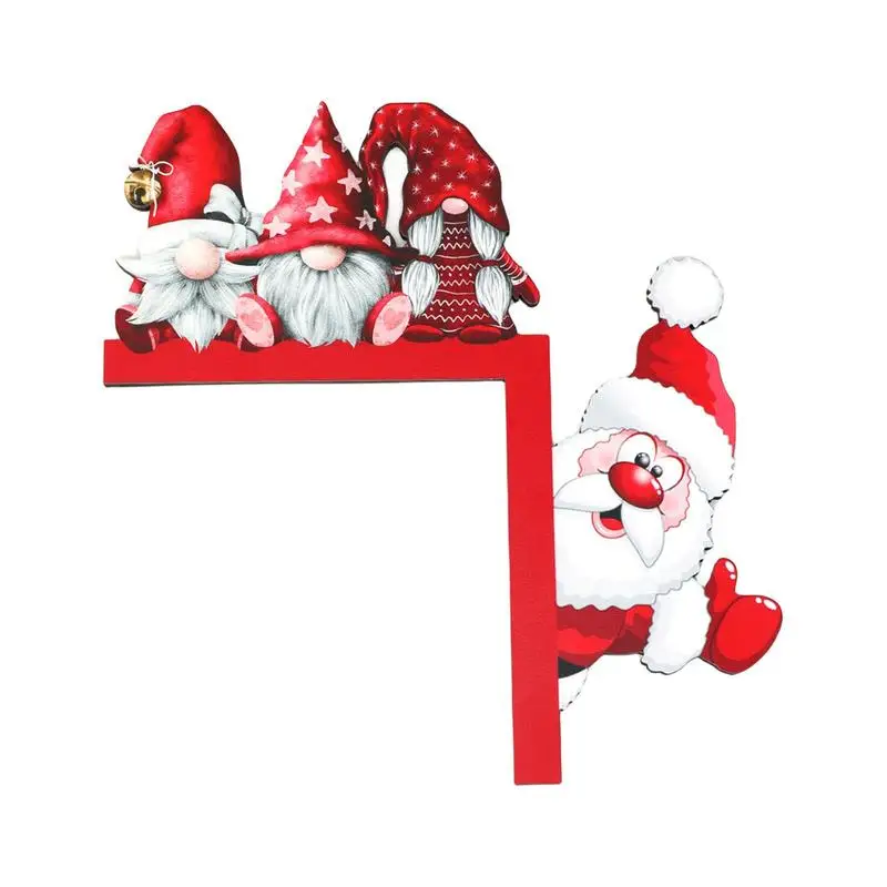 

Santa Claus Corner Frame Sign Wooden Christmas Door Frame Decor Durable And Unique Christmas Ornament For Home Party Decorations