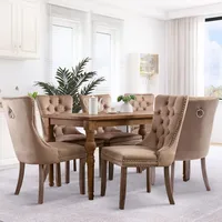 Dining Chair Set of 6 with Button Back Ring, Solid Wood Leg, Modern Upholstered High-end Tufted Side Chairs, Velvet Dining Chair 1