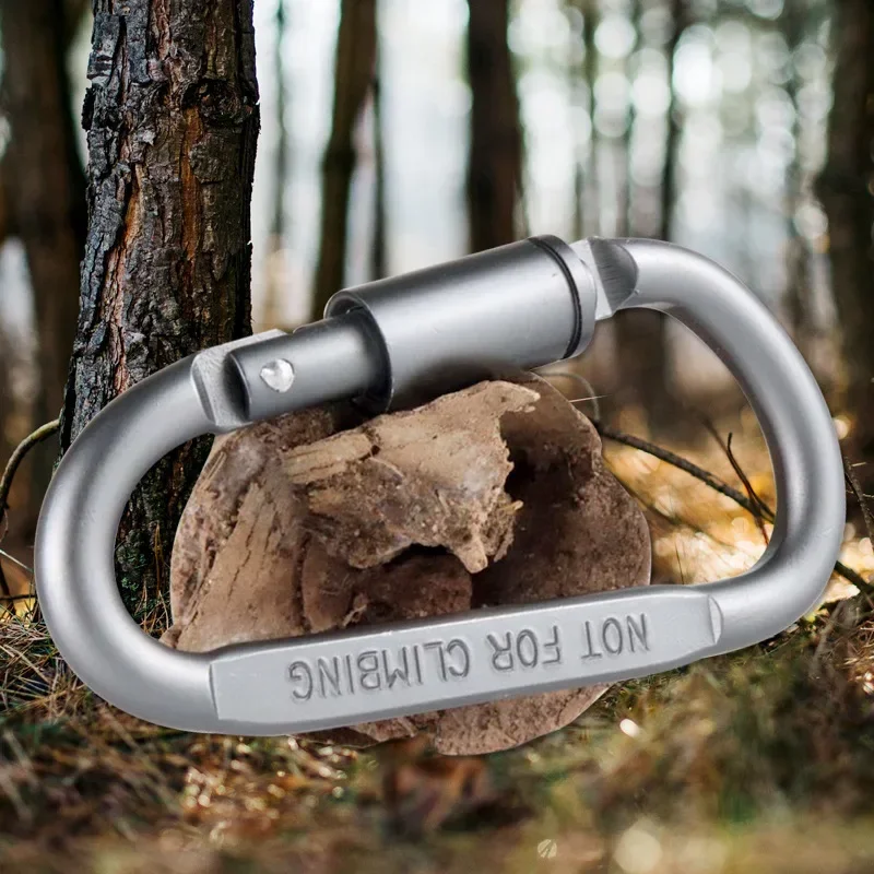 

Gunmetal aluminum alloy No. 8 D-type quick release buckle with lock key and flattened high-quality gunmetal carabiner