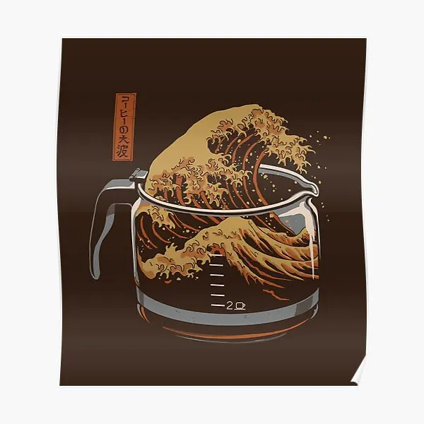 

The Great Wave Of Coffee Poster Art Home Decor Picture Modern Funny Vintage Decoration Print Painting Room Wall Mural No Frame