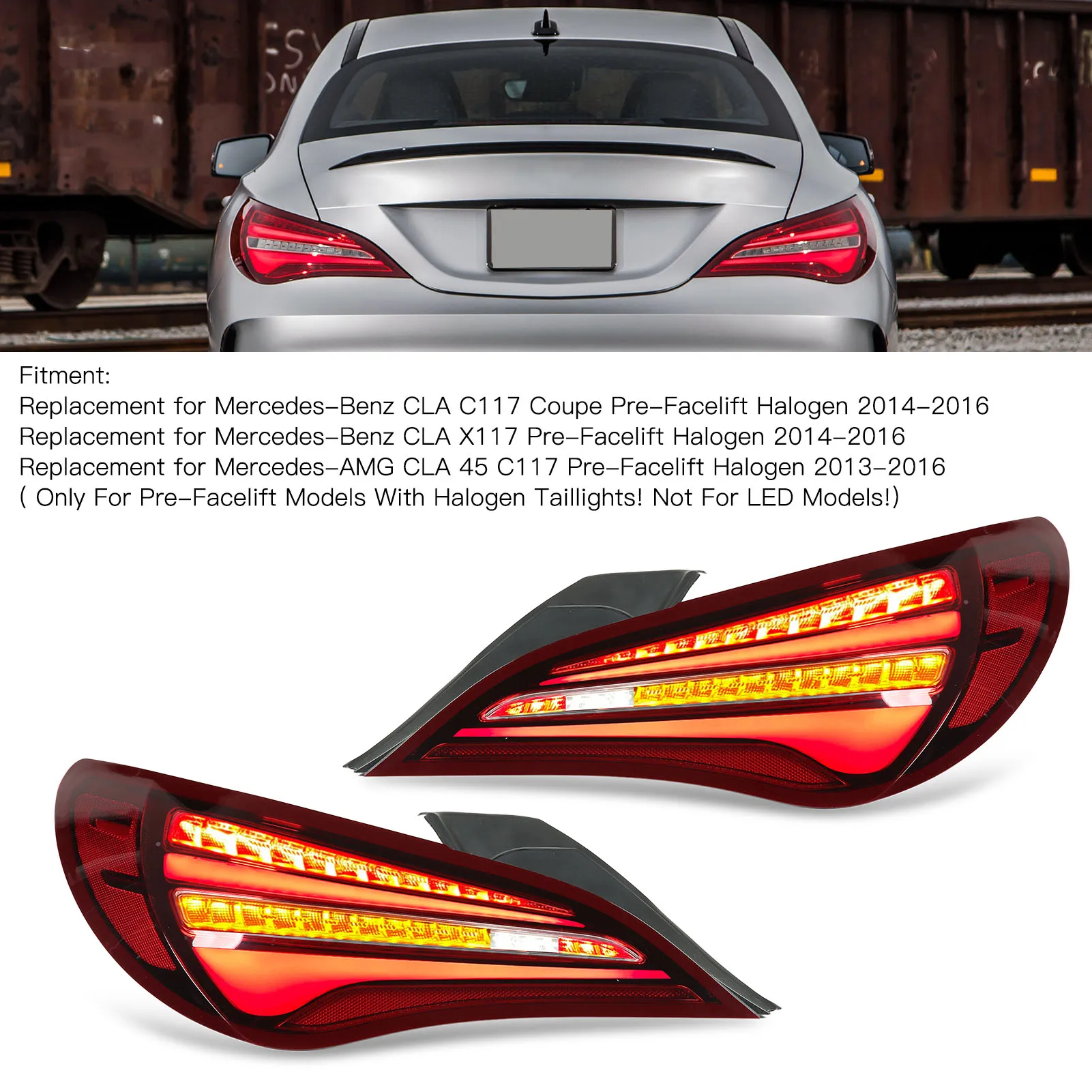 Tail Lights Assembly For Benz CLA Red 2013-2019 LED Turn Signal