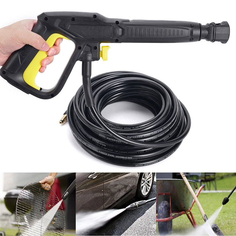 1개 고압 세척기 호스 6m/8m/10m/15m 5800PSI 40MPa 카처 K2 K3 K4 K5 K6 K7용 세차 연장 호스 PE 폴리에스터 PVC