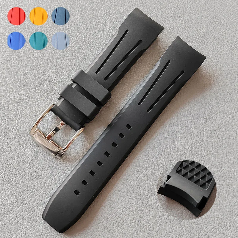 

Deluxe Curved End 20mm 22mm FKM Fluorine Rubber Watch Strap for Omega Seamaster 300 Sport Watchband Replace Bracelets Wristband