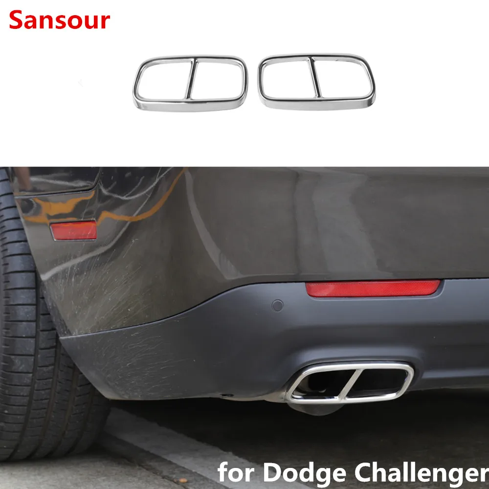 

For Dodge Challenger 2015+ Car styling Rear Throat Exhaust Vent Tail Pipes Cover Muffler Tip Cover Garnish Trim Accessories