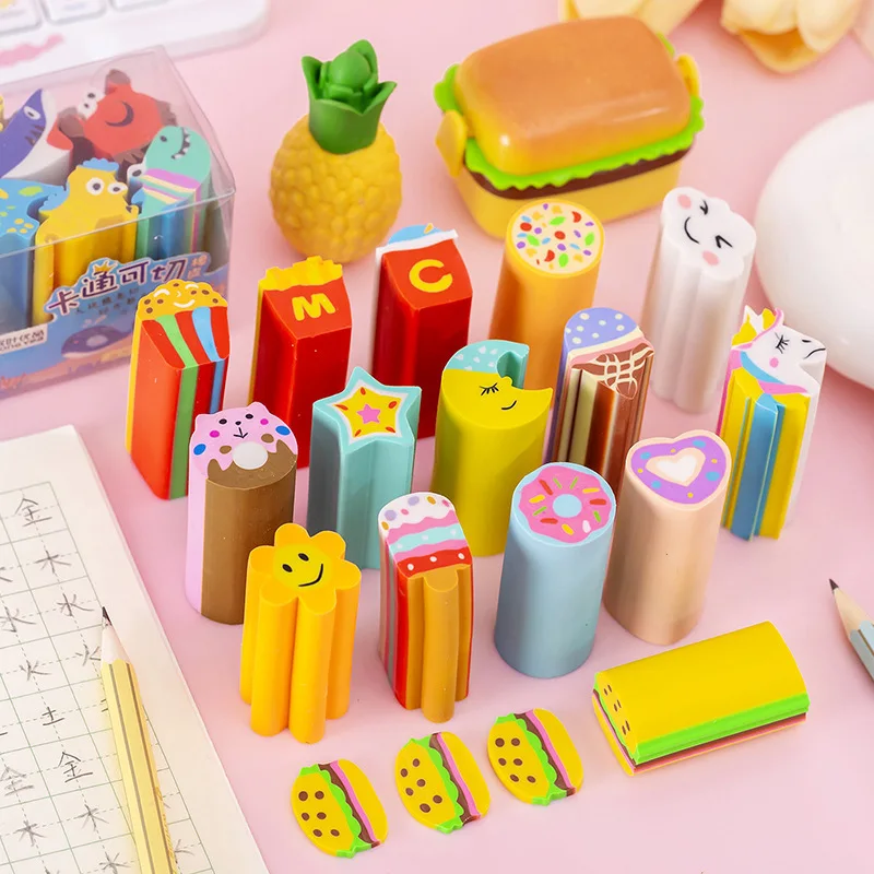 FERCAISH Gomme Per Matite Kawaii A Forma Di Biscotto - Set Da 6 Cancellabili Colorate Per Bambini E Scuola