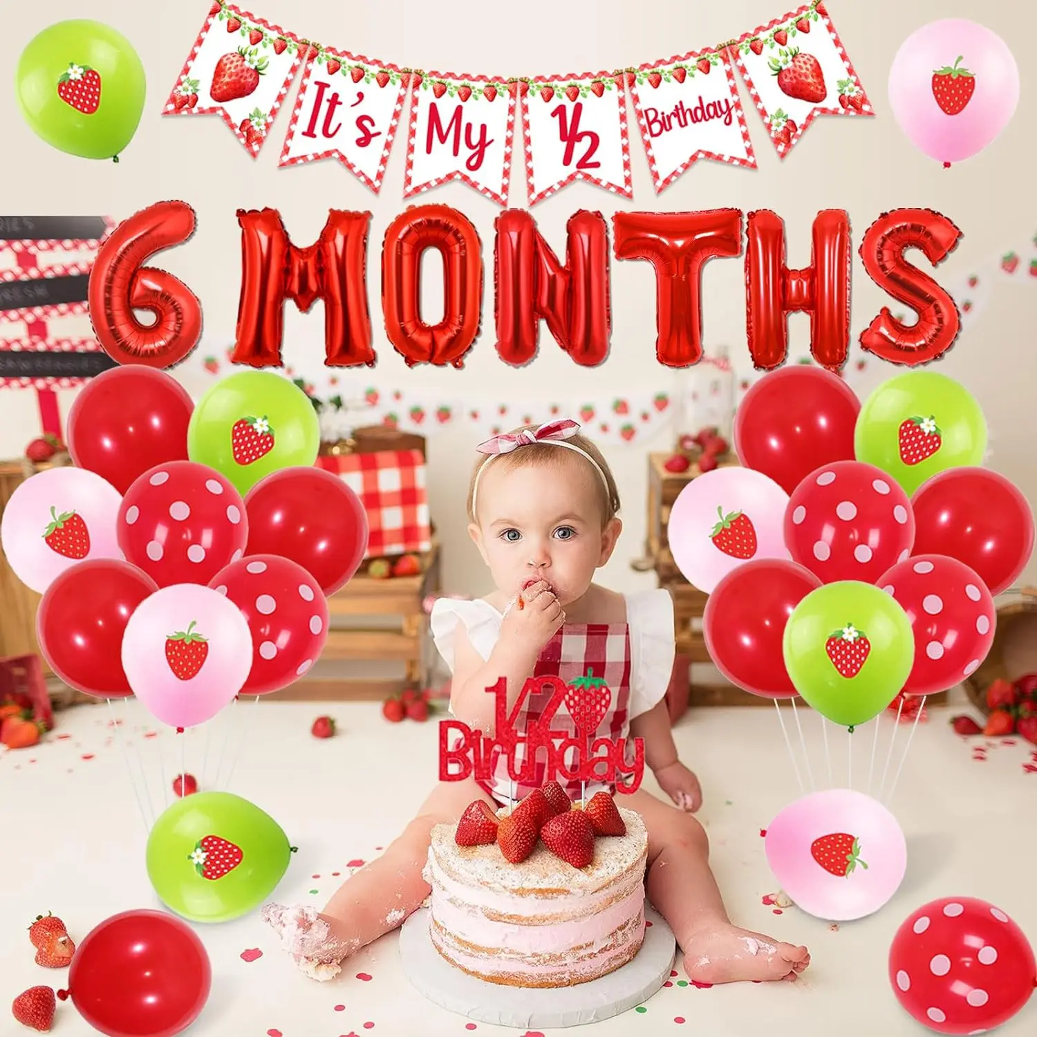 Fragola Tema 1° Compleanno Decorazioni Ragazza Fragola Dolce One Foil Balloons Cake Topper Seggiolone Banner its Berry Fun to Be One Banner per Berry Sweet First Birthday Party