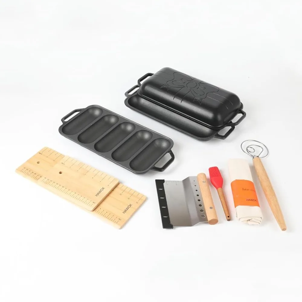 

Enameled Cast Iron French Baguette Baker, Hot Dog Bake Tray, Baguette Pan Black，Kitchenware Nonstick pan Mold hotdog holder
