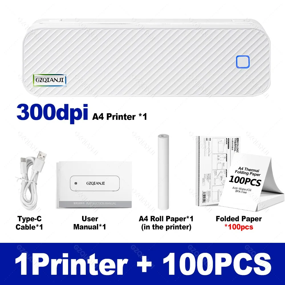 طابعة حرارية محمولة صغيرة الحجم بحجم A4، لا تتطلب...