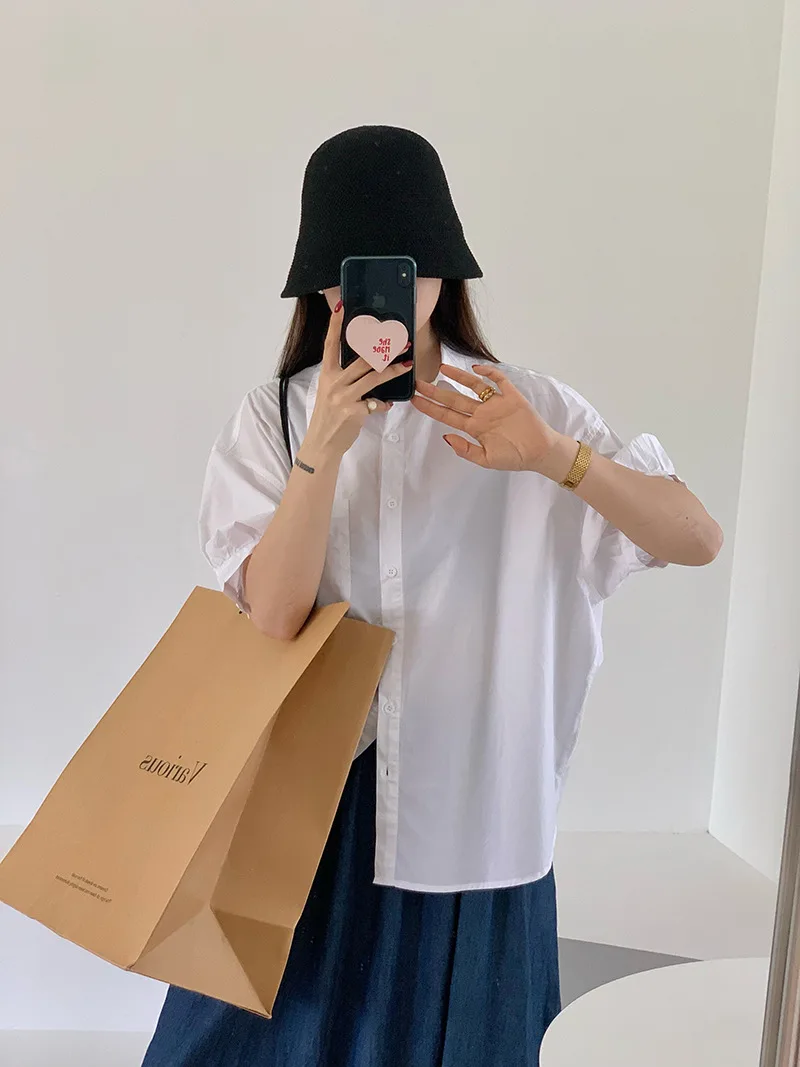 Oversized Cotton Shirt In White for Woman 