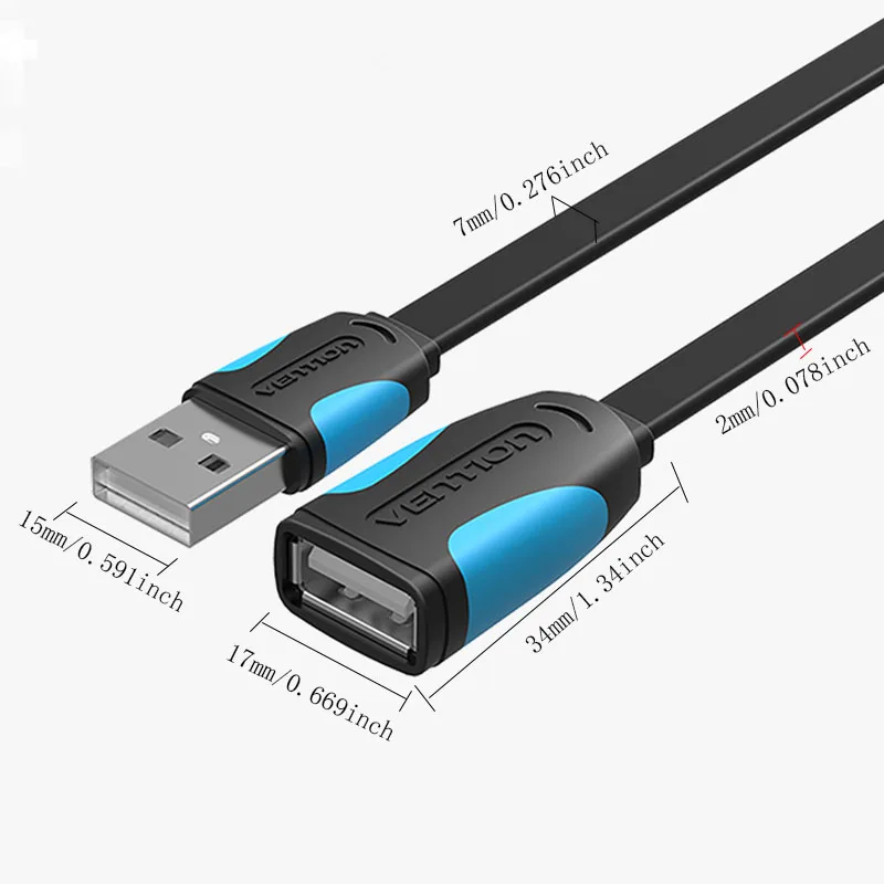 Vention High-Speed USB 2.0 Male to Female Extension Cable - Available in Multiple Lengths