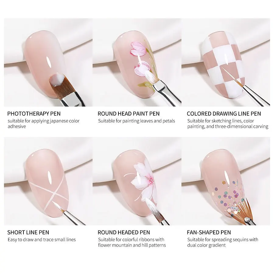 Nail art brush set Full set of 15 pivots Drill pull line Painted flower gradual change Light therapy pen Nail art beginner tool 4