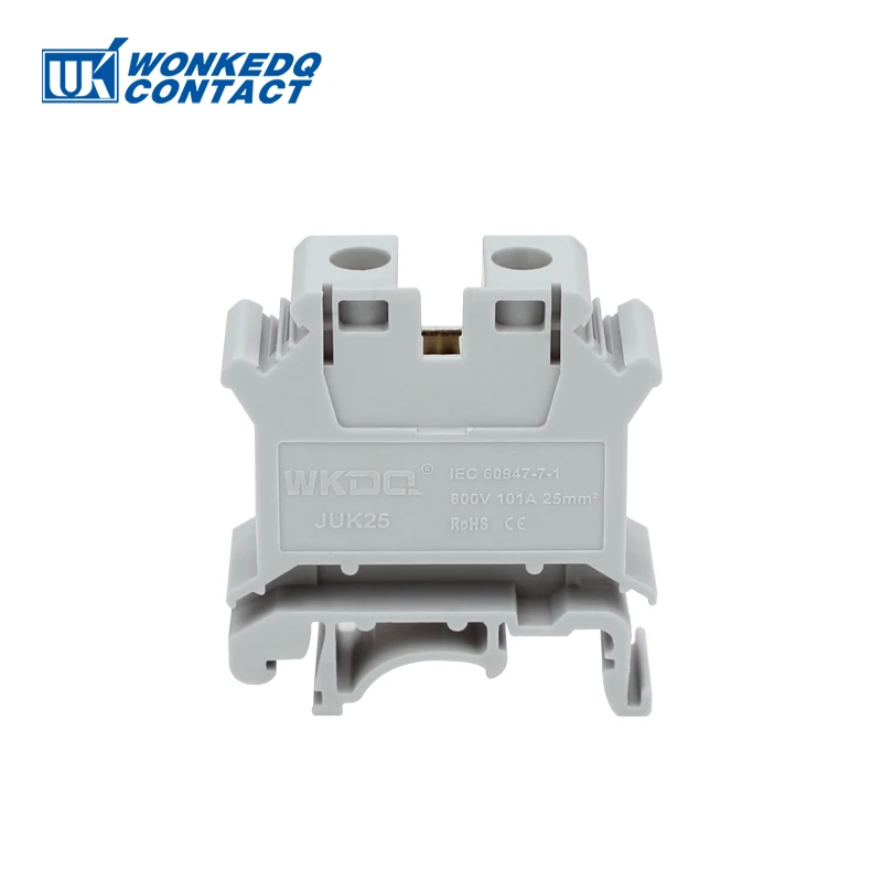 5-Pack Screw Din Rail Terminal Block, 25mm² Feed-through Electrical Connector