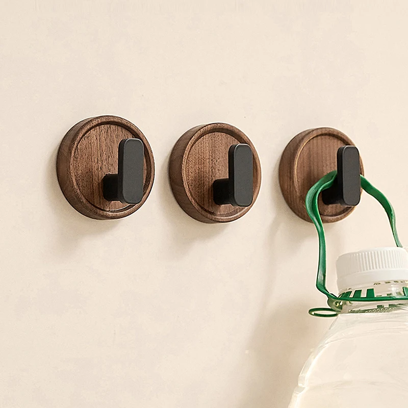 New Style Walnut Robe Hook Clothes Coat Hanger Household Decoration Rustproof Wooden Towel Hook Bathroom Accessories WB8135 2