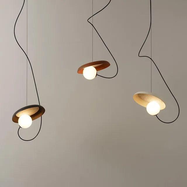 Nordique Restaurant moderne minimaliste chambre île comptoir Bar concepteur Table à manger disque réglable pendentif LED lumière 1