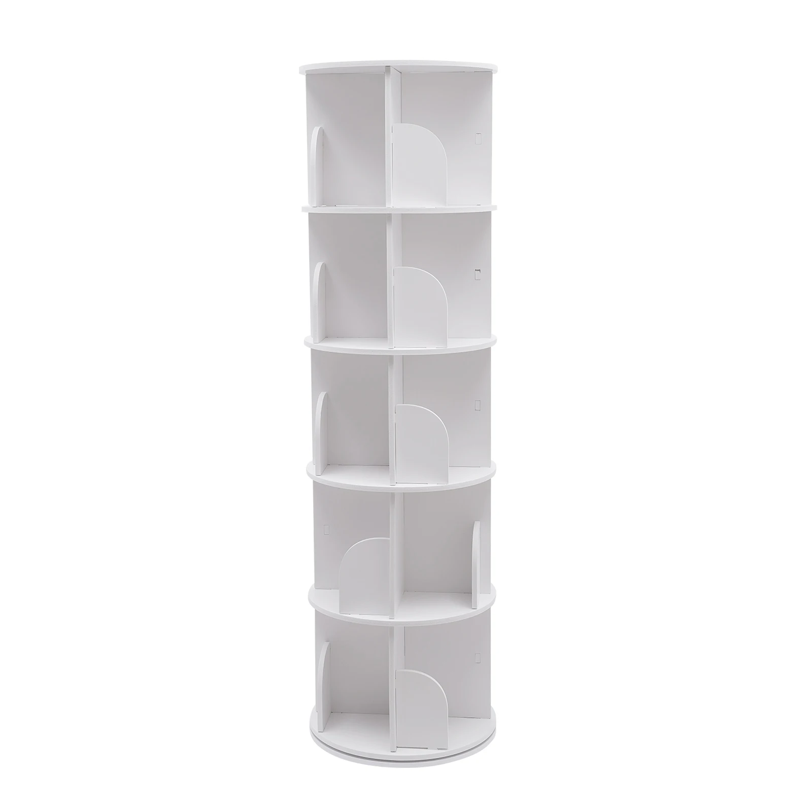 5 Tier 360&deg; Rotating Stackable Shelves Bookshelf Organizer (White) for Indoor Use