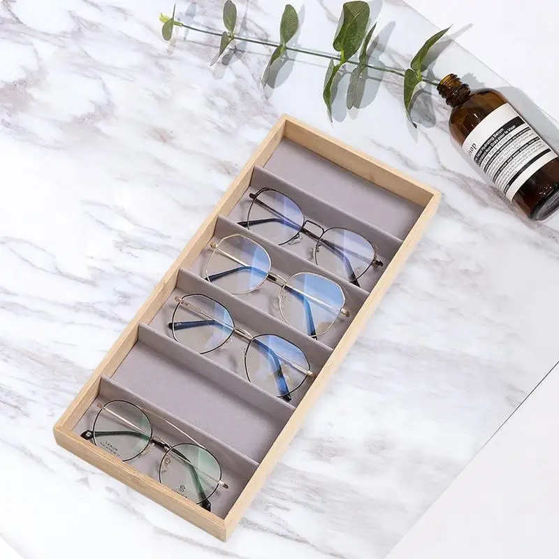 Glasses Tray For Drawer 6 Grids Wooden Eye Glass Organizer Tray Protective Glasses Tray For Unisex Sunglasses Fashion Eye Wear 4