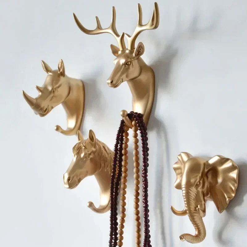 Wall Mounted Hooks Animal Head Rack Coat Caps Wall Hanger Horse Giraffe Elk Elephant Hooks Decorative Decor Bathroom Accessories 3
