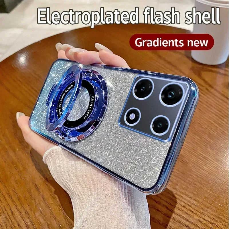 Electroplating Soft Glitter TPU Phone Case with Magnetic Bracket
