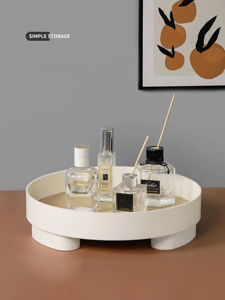 Nordic Plastic Decorative Trays Round Storage Tray Organizer Box Table Vase  Aromatherapy Jewelry Sundries Stand Home Decor