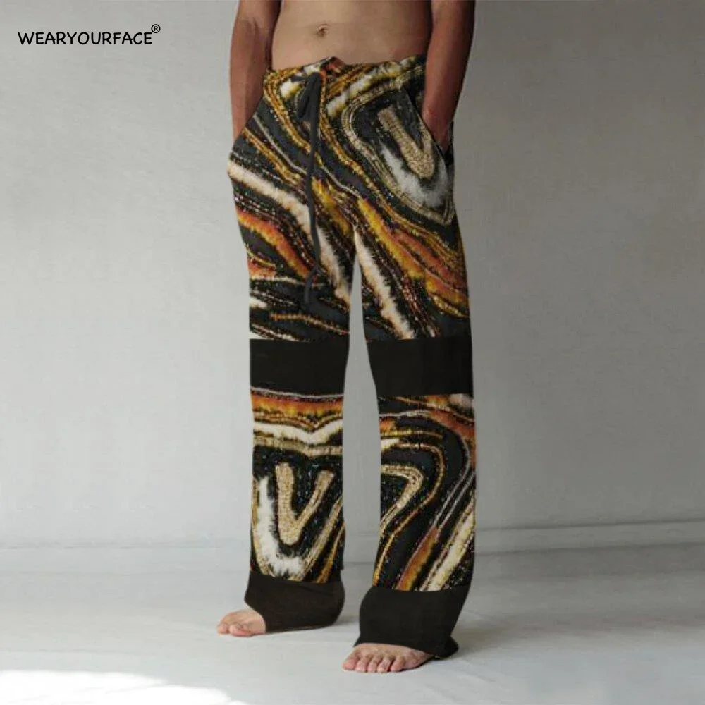 Straight Full Length Wide Leg Pants Palm Tree Zebra Printed Hipster Fashion Streetwear Trousers Sweatpants Men Unisex Clothing