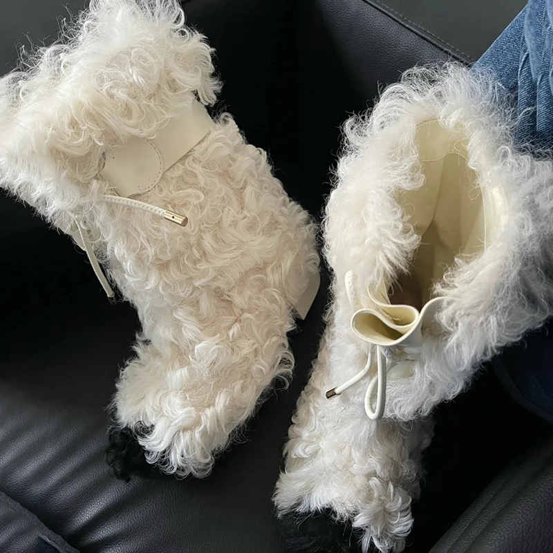 

Сапоги женские зимние из овечьей шерсти, без застежки, с круглым носком