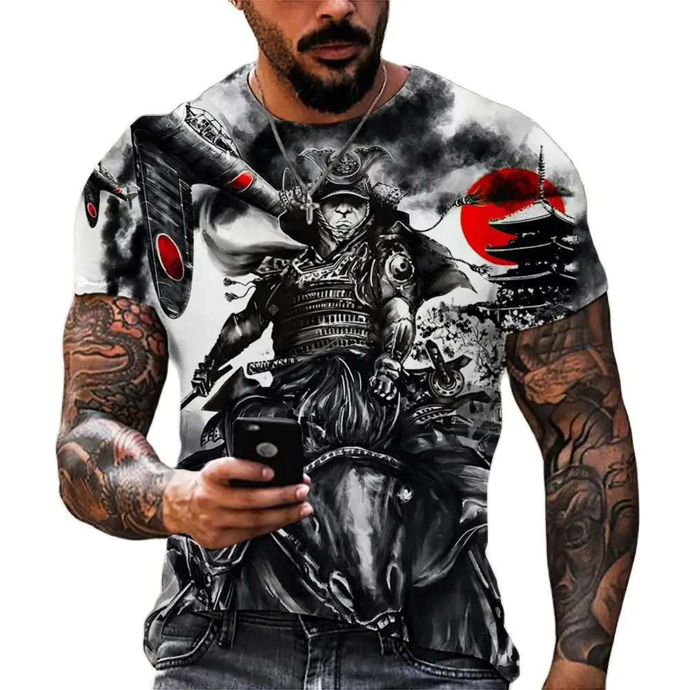 

Vintage Samurai T-shirts For Men 3D Japan Style Print Short Sleeve Tops Street Hip Hop Streetwear Ninja Tees Men's T Shirt 6XL