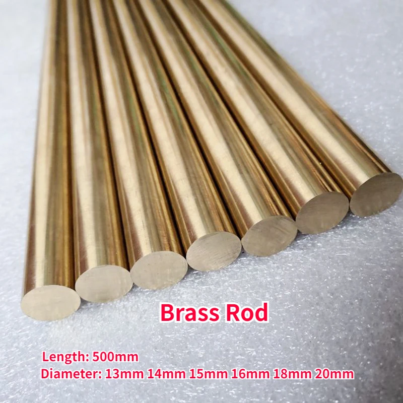 

1PCS Length 500mm Brass Rod Solid Round Rod Diameter 13/14/15/16/18/20mm Stick For Knife Handle Part DIY Toys Accessories