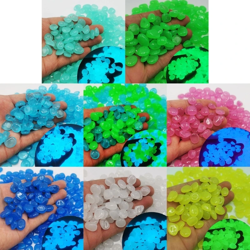 

300pcs/bag Outdoor Yard Luminous Stones GardensPebbles Glow In Dark Fish Tanks Aquarium Decoration Natural Crystals Rock