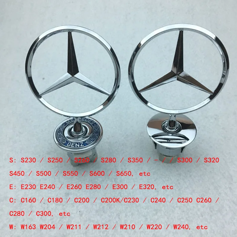 Car Star Hood Badge Chrome Logo For Mercedes Benz C E S-Class W204 W205 W212 W213 W211 W220 W222 W223