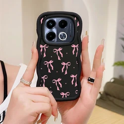 Bow Aesthetic Wave Shockproof Macaron Phone Case for Infinix Note 40 Pro 4G (BK)