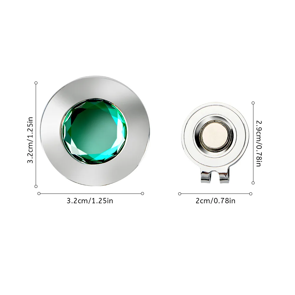 1pc Magnetic Golf Ball Marker with Hat Clip Zinc Alloy Rhinestone Embellishments Gift for A Hat Clip Gifts for Golfers Friend