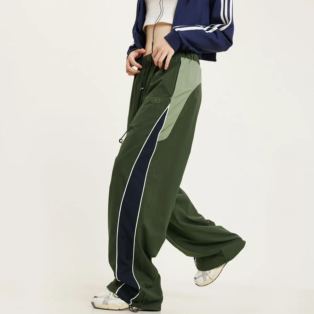 Harajuku Vintage Jogging Sweatpants Women Streetwear Elastic Waist Wide Leg Oversize Contrast Color Casual Sports Trousers 2023