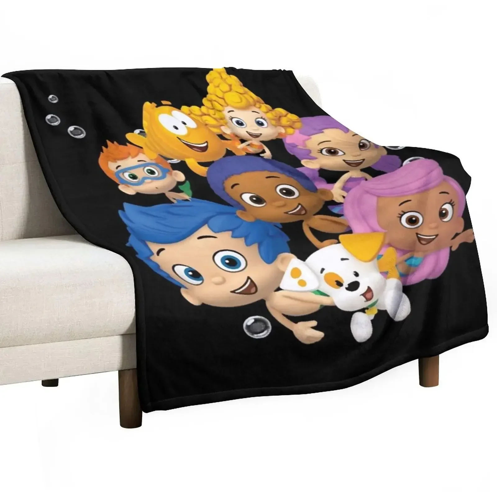 Idea Regalo Per Bubble Guppies Sticker Christmas Throw Blanket Bed Plaid Plaid Coperte
