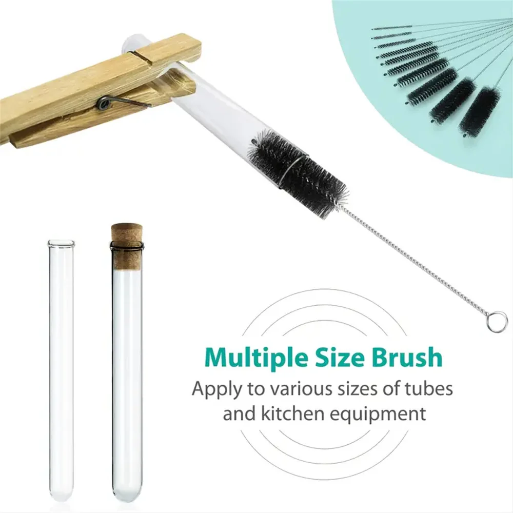 10pcs Premium 304 Stainless Steel Bottle Brushes with Angled Bristles - Reusable, Hard, and Durable Cleaning Brushes for Digital 3
